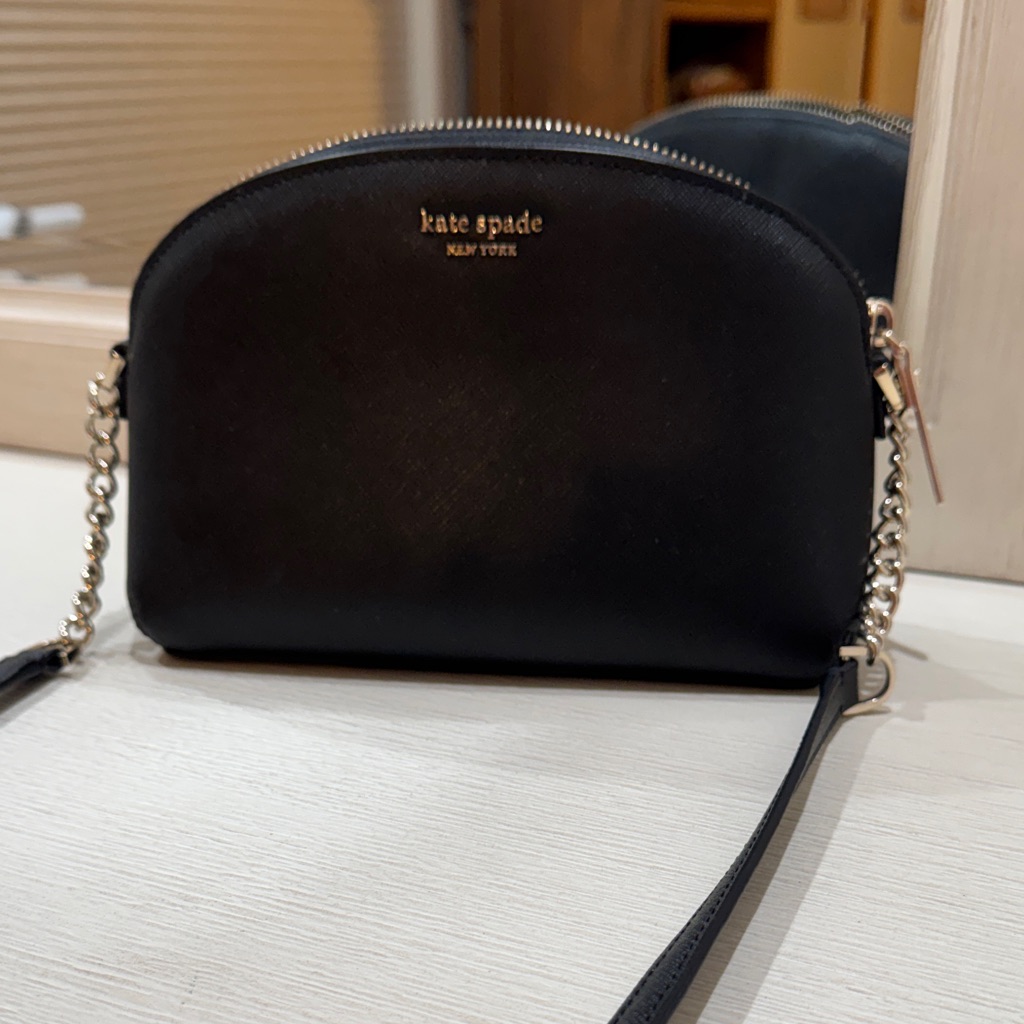 Kate Spade Black Crossbody Bag With Silver Chain